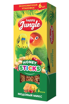Купить happy jungle Лакомство для птиц микс из меда