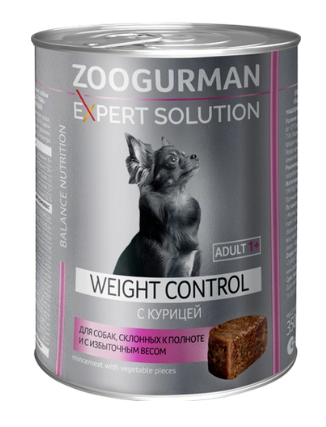 Купить ЗООГУРМАН expert solution weight control консервы для собак склонных к полноте и с избыточным весом с курицей