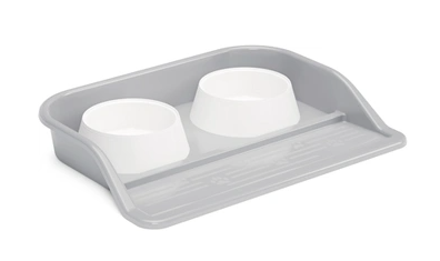 Купить alta миска двойная пластиковая на сплошной подставке для собак и кошек, серая