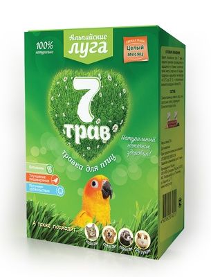 Купить Альпийские луга лакомство травка "7 трав" для птиц (лоток), набор для проращивания