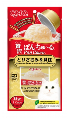Купить inaba ciao pon churu Лакомство для кошек Суфле Куриное филе и морской гребешок