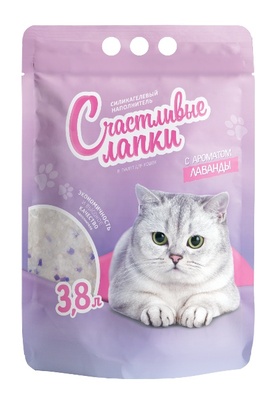 Купить Чистые лапки наполнитель для кошек силикагелевый "Счастливые лапки" с ароматом лаванды