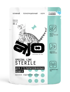 Купить ajo sterile влажный корм для стерилизованных кошек, высокое содержание белка (пауч)