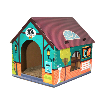 Купить mr.kranch когтеточка-домик для кошек из картона с кошачьей мятой, зеленая