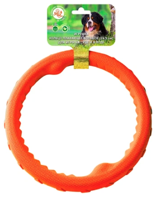 Купить Зооник игрушка для собак кольцо большое плавающее пластикат оранжевое