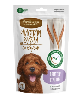 Купить Деревенские Лакомства Чистим зубы лакомство для собак Твистер с уткой