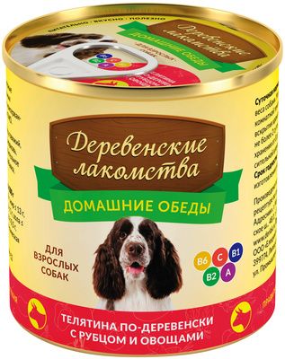 Купить Деревенские лакомства консервы для взрослых собак, телятина по-деревенски с рубцом и овощами