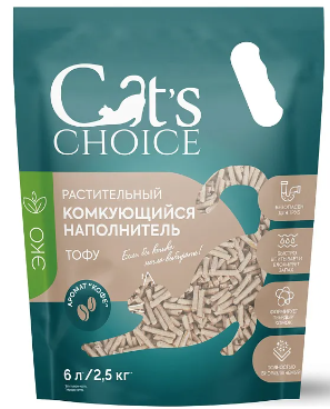 Купить cat's choice растительный комкующийся наполнитель тофу для кошек с ароматом кофе