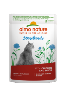 Купить almo nature Влажный корм для стерилизованных кошек с курицей и уткой в соусе (пауч)