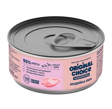 Купить original choice monoprotein adult mini консервы для собак мелких пород индейка 100%