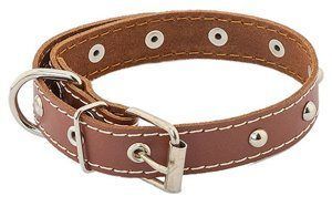 Купить homepet ошейник для собак кожаный с украшениями простроченный коричневый