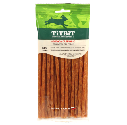 Купить titbit лакомство для собак колбаса Сальчино Золотая коллекция 