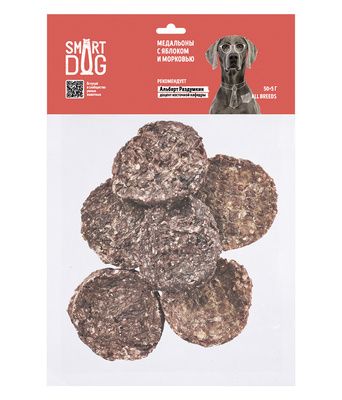 Купить smart dog лакомства лакомство для собак медальоны с яблоком и морковью
