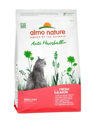 Купить almo nature hairball сухой корм для взрослых кошек для выведения комочков шерсти из желудка, со свежим лососем