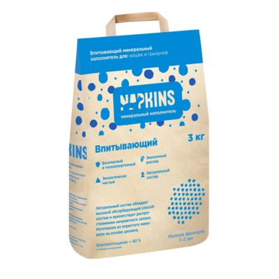 Купить napkins наполнитель для кошек впитывающий (мелкая фракция)