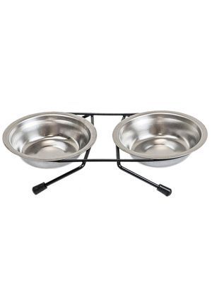 Купить yami-yami миска двойная металлическая на подставке для собак и кошек