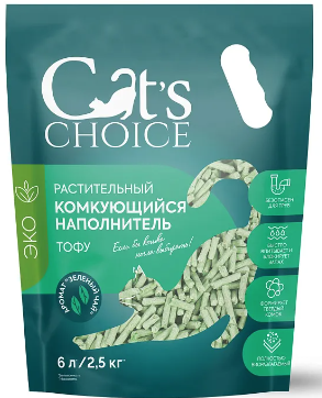 Купить cat's choice растительный комкующийся наполнитель тофу для кошек с ароматом зеленого чая 