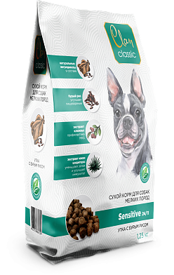 Купить АКЦИЯ 400г +100г clan classic sensitive-24/11 сухой корм для взрослых собак мелких пород с уткой и бурым рисом