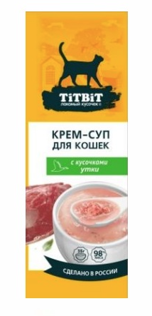 Купить titbit Лакомства для кошек крем-суп с кусочками утки