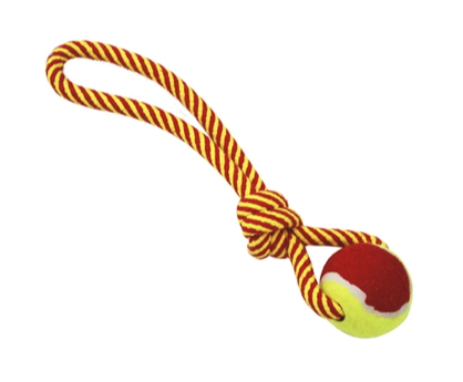 Купить №1 игрушка для собак веревка плетеная с мячом и ручкой