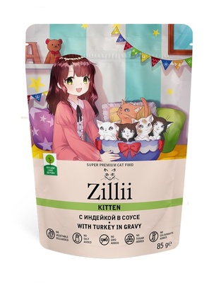 Купить zilli влажный корм для котят с индейкой в соусе (пауч)