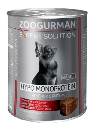 Купить ЗООГУРМАН expert solution hypo monoprotein консервы для собак склонных к пищевым аллергиям с ягненком и рисом с монобелком