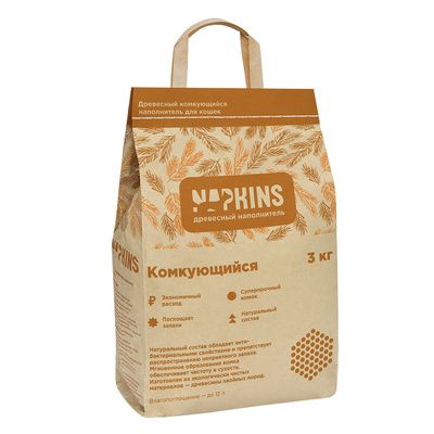 Купить napkins наполнитель для кошек древесный комкующийся