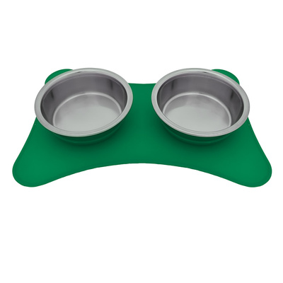 Купить tappi Харо миска металлическая двойная для собак и кошек, зеленая