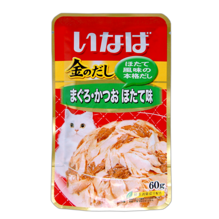 Купить inaba Киннодаси влажный корм для кошек микс тунцов и гребешок в желе (пауч)