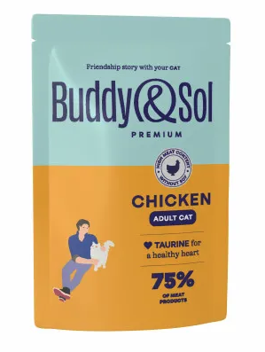 Купить buddy&sol premium adult влажный корм для взрослых кошек с курицей в соусе (пауч)