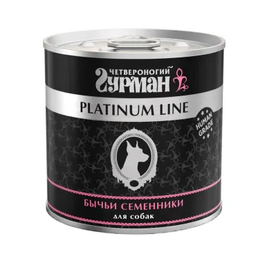 Купить Четвероногий Гурман platinum line консервы для взрослых собак всех пород с бычьими семенниками в желе