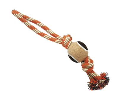 Купить №1 игрушка для собак Грейфер веревка с мячом и 2-мя узлами, бежево-оранжевый 