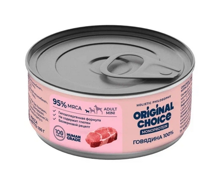 Купить original choice monoprotein adult mini консервы для собак мелких пород говядина 100%