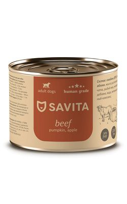 Купить savita консервы для собак «Говядина с тыквой и яблоком»