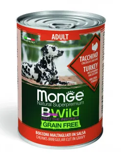 Monge Dog BWild Grain Free консервы беззерновые для взрослых собак всех пород с индейкой, тыквой и кабачками