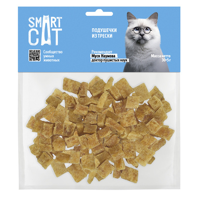 Купить smart cat лакомства для кошек подушечки из трески