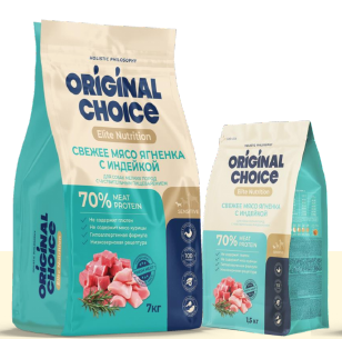 Купить original choice сухой корм для взрослых собак мелких пород с чувствительным пищеварением со свежим мясом ягненка и с индейкой