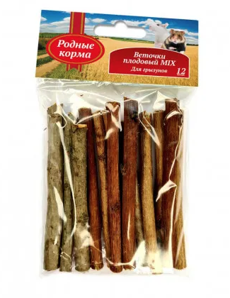 Купить Родные Корма лакомство веточки для грызунов плодовый микс (малина, смородина, черноплодная рябина) для грызунов