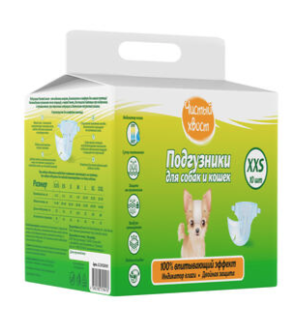 ЧИСТЫЙ ХВОСТ Подгузники для собак и кошек XXS 1-2,5 кг
