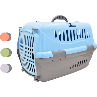 СКИДКА ZOOexpress переноска для собак и коше "турне" с пластмассовой дверцей (коврик + ремень)