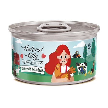 Купить pettric natural kitty консервы для кошек курица с уткой в бульоне