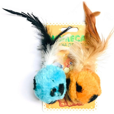 Homecat Игрушка для кошек Мячи леопардовые с пером 