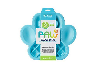 PetDreamHouse Лапа миска пластиковая для медленного кормления для собак и кошек, синяя