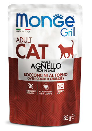 Купить monge cat grill Влажный корм для взрослых кошек из новозеландского ягненка (пауч)