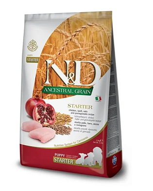 Farmina N&D Ancestral Grain Dog Chicken & Pomegranate Starter Puppy сухой низкозерновой корм для щенков всех пород до 2 месяцев с курицей и гранатом