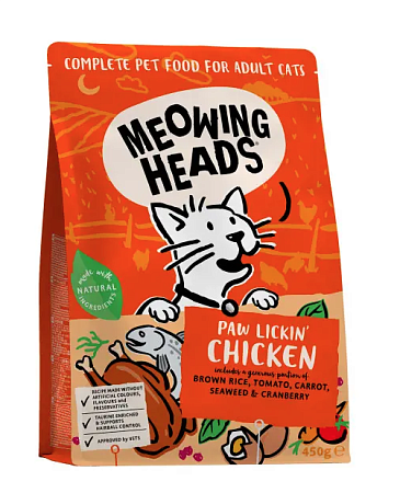 Купить meowing heads корм для взрослых кошек "куриное наслаждение" с курицей и рисом