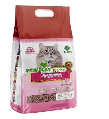 Homecat наполнитель для кошек комкующийся "Эколайн" Сакура