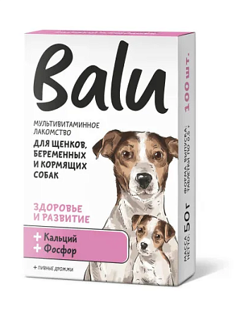 Купить balu мультивитаминное лакомство для щенков, беременных и кормящих собак, "Здоровье и развитие" с кальцием и фосфором