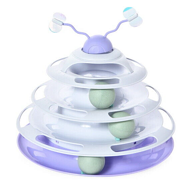 HOMECAT Premium игрушка для кошек трек четырехуровневый с мячиками и игрушкой пластиковый синяя