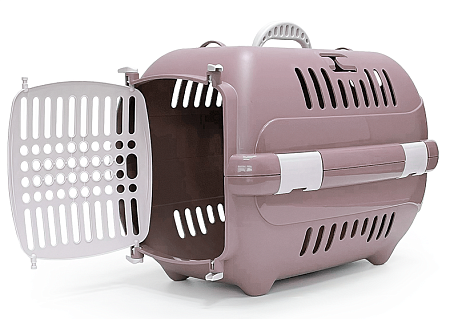 Купить zooexpress Турне 2.0 переноска для собак и кошек с пластиковой дверцей, пудровая